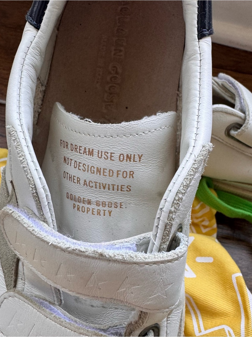 Golden Goose White Sneakers with Gray Star and Navy- Velcro straps -rare find! - Picture 4 of 11